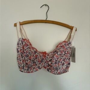Panache Red and Purple Floral Bra
